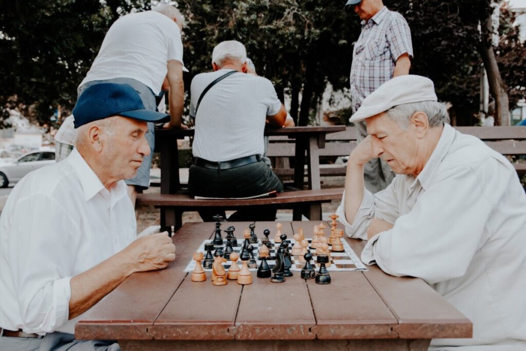 elderly playing