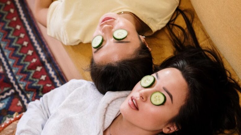 girls with zucchini relax