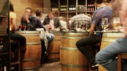 Drinking alcohol in a bar